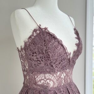 ASOS Mauve Lace Fit & Flare Dress Size 4 Tall Spaghetti Strap Cocktail Party